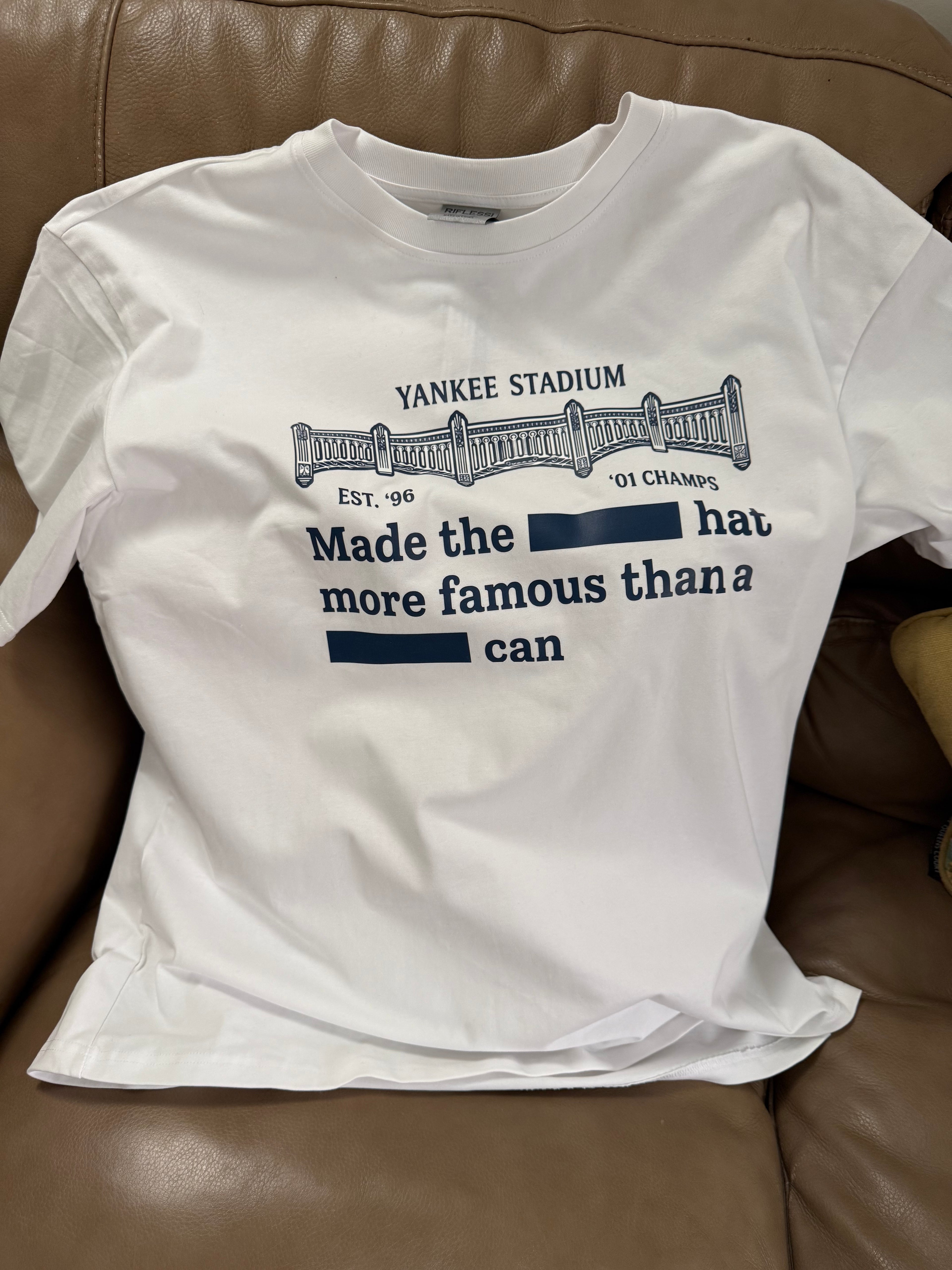 Jay-Z / Yankee Stadium “Yankee hat” T-Shirt Boxy Tee order one size up for loose fit