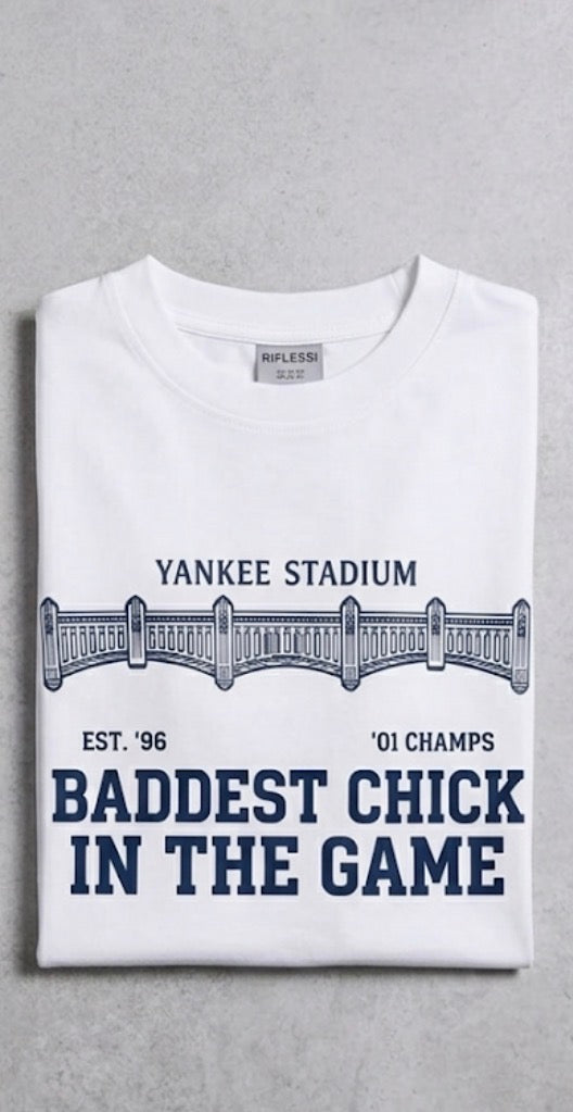 Jay-Z and Beyoncé (combo) / Yankee Stadium “Baddest Chick” and “Yankee hat” T-Shirt (2 for $150) ***hustlers special*** Boxy Tee order one size up for loose fit