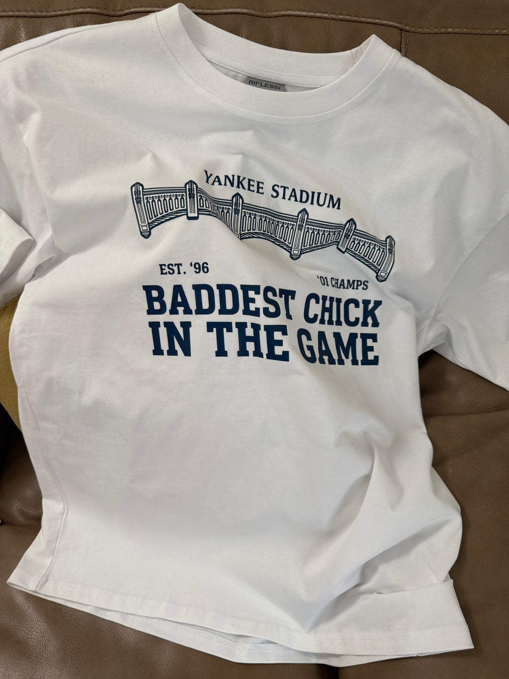 Jay-Z / Yankee Stadium “Baddest Chick” T-Shirt Boxy Tee order one size up for loose fit